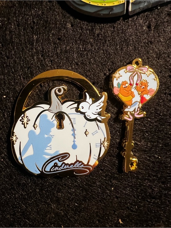 Disney Accessories - Disney Cinderella Gold Blue White Enamel Pin Set